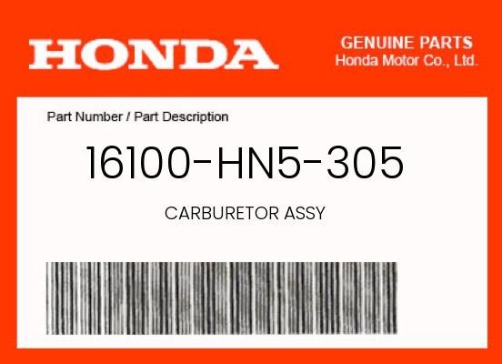Honda TRX350 Rancher carburetor 16100-HN5-305 label