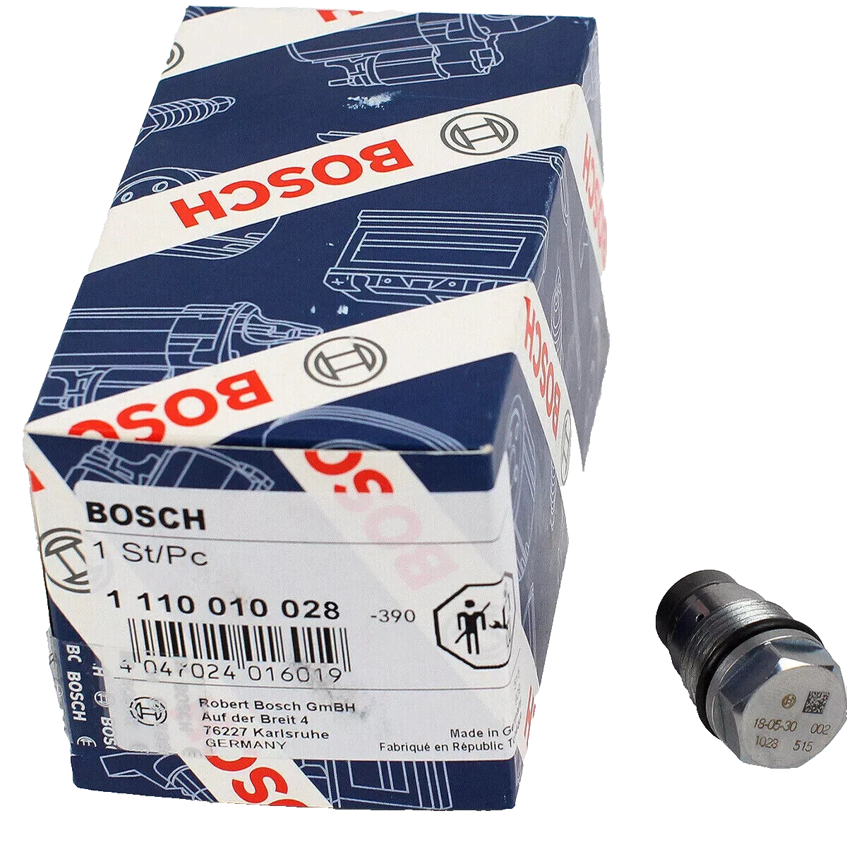 Bosch fuel rail pressure valve 1110010028 label view