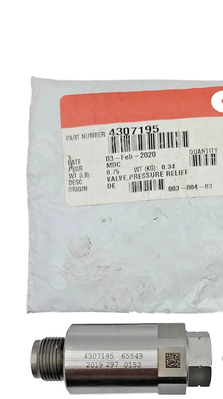 Cummins pressure relief valve 4307195 label view